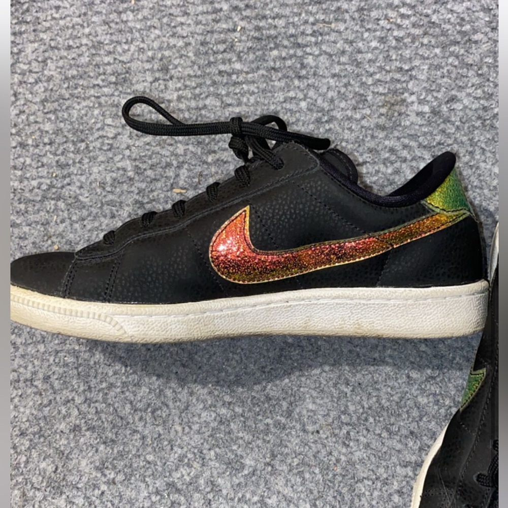 Nike Black Sneakers with Multicolor Iridiscent Swoosh